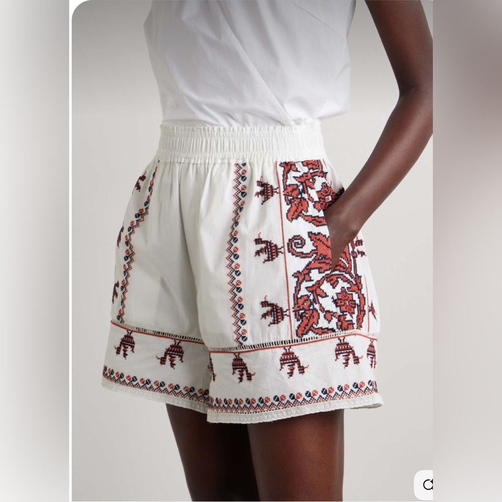 Sea New York Beena Crochet Trimmed Embroidered Shorts